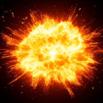 fire explosion effect over a black background